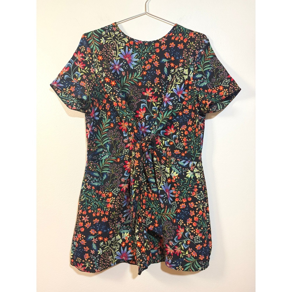 Primark Romper 12 Black Floral Botanical Tie Front Boho Garden Party Cottagecore